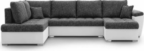 Narożnik Joris U z funkcją spania i pojemnikami – plecionka + ekoskóra, nowoczesny design