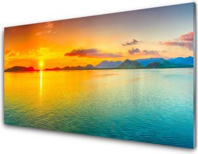 Szkło do Kuchni na Ścianę Blask Słońca na Morskiej Tafli