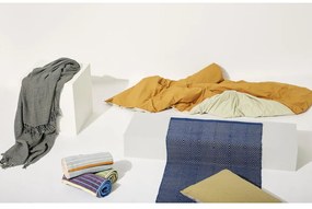 Niebiesko-fioletowy bawełniany ręcznik Hübsch Dora, 50x100 cm