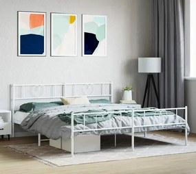 Białe metalowe łóżko małżeńskie 180x200 cm - Veligo