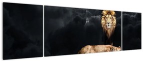 Obraz - Lew i lwica w chmurach (170x50 cm)
