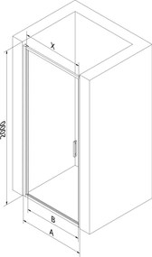 Mexen Exo drzwi prysznicowe uchylne 90 cm, transparent, czarne - 817-090-000-70-00