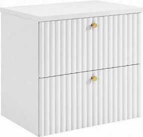 Szafka łazienkowa wisząca z blatem 60, biały + blat biały, uchwyty w trzech kolorach, 60 x 44,4 x 58,6 cm