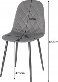 Beżowe welurowe krzesło ASTI z czarnymi nogami