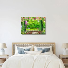 Obraz na szkle - Magiczny ogród z łabędziami (70x50 cm)