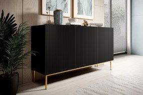 Komoda Nicole 150 cm - czarny mat / złote nóżki