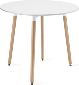 Mały stół z 4 krzesłami - zestaw Molde 033, okrągły stół 80 cm i 4 białe krzesła