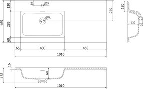Mexen Otis umywalka wpuszczana w blat lewa 101 x 46,5 cm, biała połysk - 25181000L
