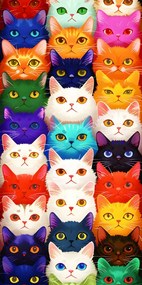 Ręcznik plażowy MEOW 100x180 cm kolorowy, 100% mikrofibra