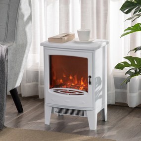Kominek elektryczny LED kominek podłogowy z efektem płomienia 900/1800 W kolor biały | Aosom.pl