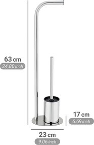 Stojak na papier toaletowy ze szczotką ze stali nierdzewnej w kolorze srebra z połyskiem Levante – Wenko