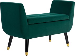 HOMCOM Ławka z Miejscem na Przechowywanie, Podłokietniki, Aksamitny Poliester, Drewno Kauczukowe, 107 x 42 x 65 cm, Zielony
