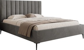 Mona SLIM III w tkaninie VELUTTO, Wygodne łóżko tapicerowane - Ergonomiczne oparcie 120x200 cm, ciemnoszary