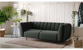 Ciemnoszara aksamitna sofa Ghado Shel, 210 cm