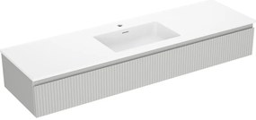 Mexen Rivel szafka łazienkowa 160 cm z umywalką Otis, 1 szuflada, ryflowana , szara mat/biała mat - 91A20-16023-1-BF62-W18M01