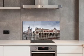 Panel szklany do Kuchni Deszczowy Kraków: Sukiennice i Kościół