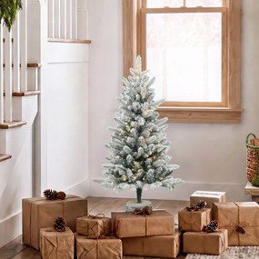 HOMCOM Sztuczna choinka, 90 cm, 50 LED, 240 końcówek, sztuczny śnieg, podstawa z tlenku magnezu | Aosom PL