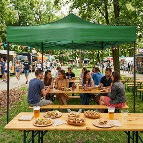 Pawilon ogrodowy eventowy FGA9, 3x3 m, automatyczny ze ściankami - namiot zamykany, zielony