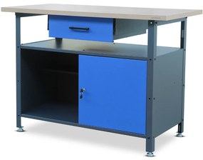 Stół warsztatowy ERIC, 1200 x 850 x 600 mm, antracytowo-niebieski