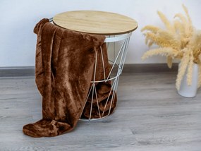 Brązowy mikropluszowy koc VIOLET, 150x200 cm