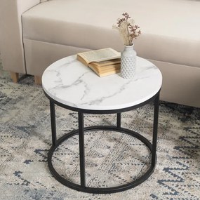Stolik Kawowy CONNY 53 cm Biały Marmur/Czarny Nowoczesny Glamour