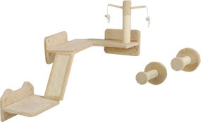 PawHut Zestaw do Wspinaczki dla Kota z Drapakami, Platformami do Skakania i Piłkami, do Wspinaczki i Odpoczynku, Beżowy