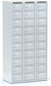 Szafka skrytkowa S6, 30 schowków, 1800 x 900 x 500 mm, zamek cylindryczny, drzwi szare