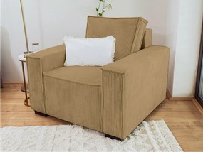 Fotel z podnóżkiem SMART SET, musztardowy