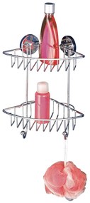 Narożna półka łazienkowa BARI, Vacuum-Loc, 2 poziomy - stal chromowana, WENKO