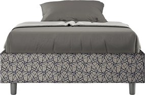 Łóżko wyposażone w stelaż z listwami z pojemnikiem tapicerowane 120x200 tkaniny Era 9 niebieski Azelia