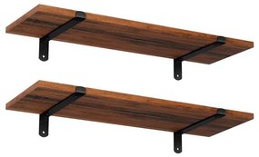 Zestaw 2x półek ściennych SHELFY brązowe/czarne