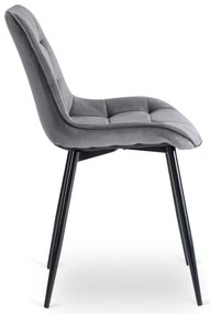 Zestaw Stół Okrągły Rozkładany HARRY 102-142 cm Dąb Craft/Czarny i 6 Krzeseł Tapicerowanych CHRIS Szare Nowoczesne