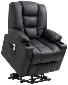 HOMCOM Fotel masujący z podnóżkiem pomocny w wstawaniu do 150kg fotel relaksacyjny | Aosom PL