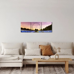 Obraz kolorowego pola (z zegarem) (90x30 cm)