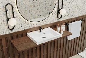 Umywalka wpuszczana w blat / blatowa biała 60 x 46 cm KLAR z konglomeratu z otworem na baterię