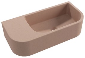 Umywalka betonowa wisząca / nablatowa półokrągła z półką bez otworu na baterię 65 x 30 cm LARMO | różne kolory : Kolor - Różowy, Typ montażu - podwieszana