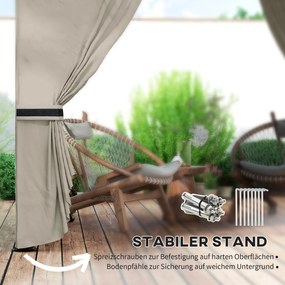 Outsunny 3,4x3,4 m Pawilon Ogrodowy z Wentylacyjnym Dachem, Oknami Łukowymi, Stalowym Stelażem, Jasnoszary