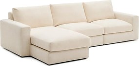 Beżowy narożnik z tkaniny szenilowej (lewostronny/z szezlongiem) Alea – Kave Home