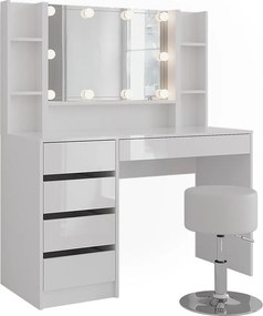 Stół do toalety biały/biały wysoki połysk 119.8x50.1x76 sherry