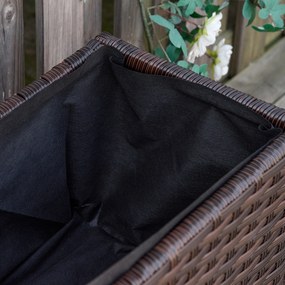 Outsunny Łóżko Podwyższone Rattanowe Kawowy Brąz 94 5x31x36cm Idealne do Ogrodu | Aosom PL