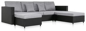 4-osobowa rozkładana czarna sofa z jasnoszarymi poduszkami - Umika 4Q