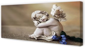 Obraz canvas na ścianę Śpiący Anioł w Kwiatach na Deskach