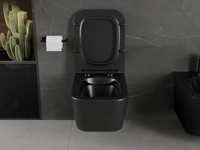 Mexen Madox miska wc Rimless z deską wolnoopadającą slim, duroplast, czarna mat - 30154070