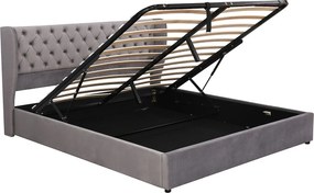Łóżko tapicerowane welurowe 160x200cm z stelażem na listwach - Szare