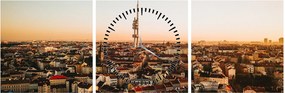 Obraz zachodu słońca nad Žižkov (z zegarem) (90x30 cm)