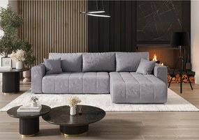 Narożnik z funkcją spania MILO Monolith 70 jasnoniebieski prawy sofa w kształcie L z pojemnikiem na pościel sofa do salonu, sofa rozkładana, sofa z pojemnikiem