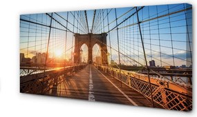 Obraz drukowany na płótnie Świt nad Mostem i Drapaczami Chmur