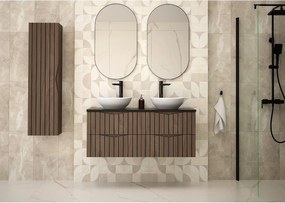 Zestaw Łazienkowy 120cm Szafka z Blatem Ryflowane Fronty Dąb Orzech Stella