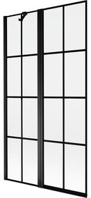 Mexen Mist parawan nawannowy 2-skrzydłowy lewy 100 x 150 cm, czarna kratka, czarny - 8A9-100-011-70-77-L