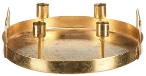 Metalowy świecznik adwentowy na 4 stożkowe świece,złoty, 25 x 25 x 7 cm